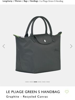 Longchamp Graphite Shoulder Bag with green Trim